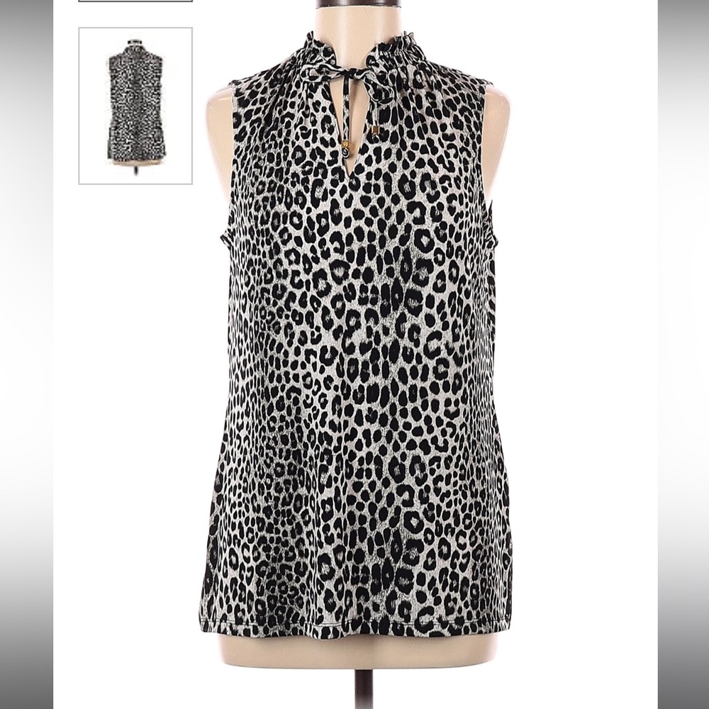 Michael Kors Womens Black & White Leopard top